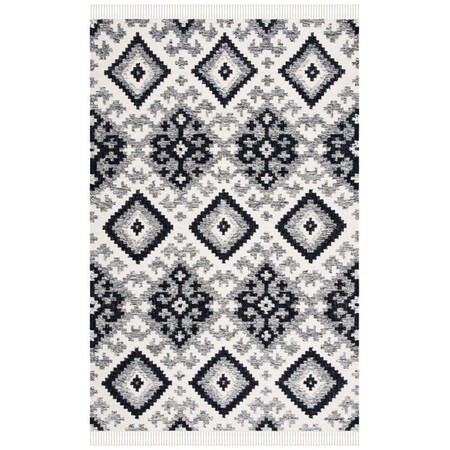 Safavieh 4 x 6 ft. Kilim Contemporary Hand Loomed Rectangle Rug Ivory & Black KLM528A-4